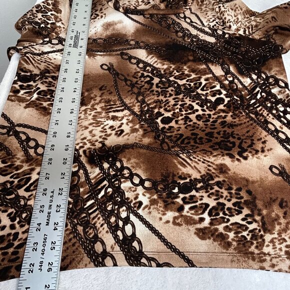 Chico's Womens Animal Links Cowl Neck Tunic Top Size 3 Brown & Beige Knit New - Picture 8 of 8